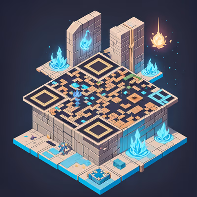 Isometric Dungeon Game Art QR Code for Posters — image 1