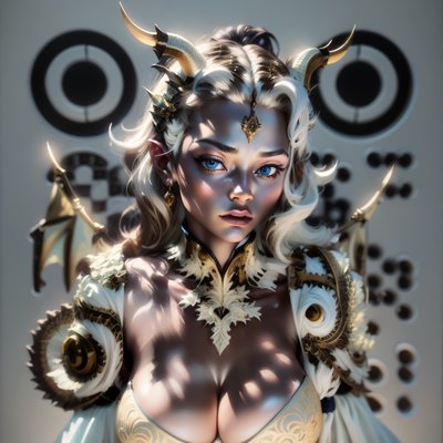 Horned Dragon Girl 3D Render QR Code for Posters