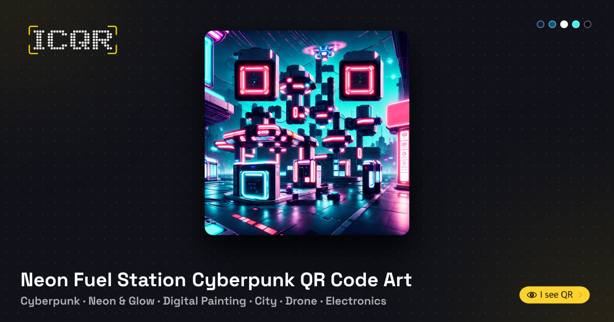 Neon Fuel Station Cyberpunk QR