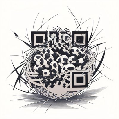 Птица в гнезде, тату-эскиз QR-код для временных татуировок