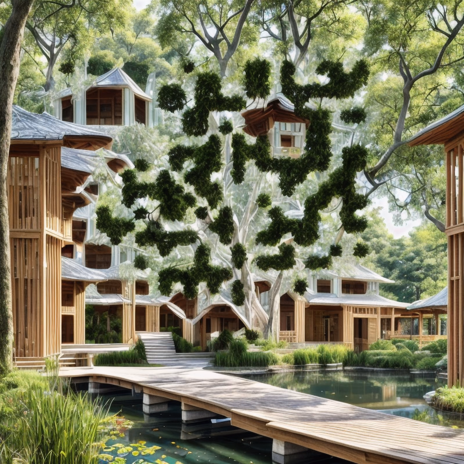 Park Pond Pavilion Photorealistic QR Code Art — image 1