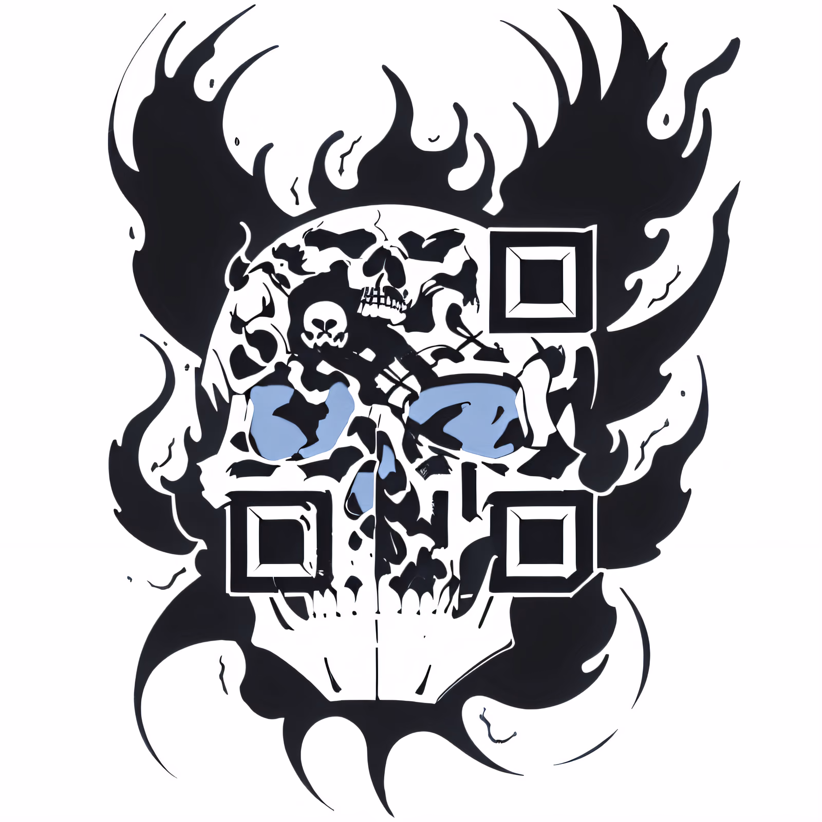 Flaming Skull Tattoo Ink QR Code for Temporary Tattoos — image 1