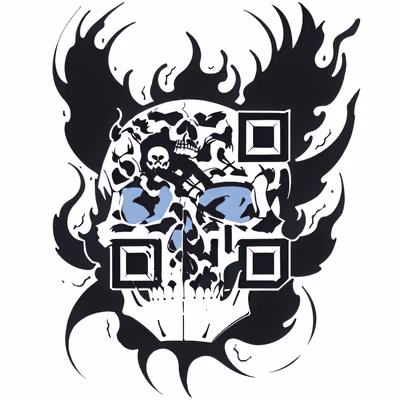Flaming Skull Tattoo Ink QR Code for Temporary Tattoos — image 1