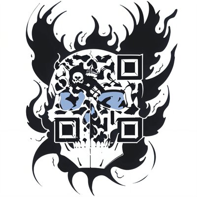 Flaming Skull Tattoo Ink QR Code for Temporary Tattoos