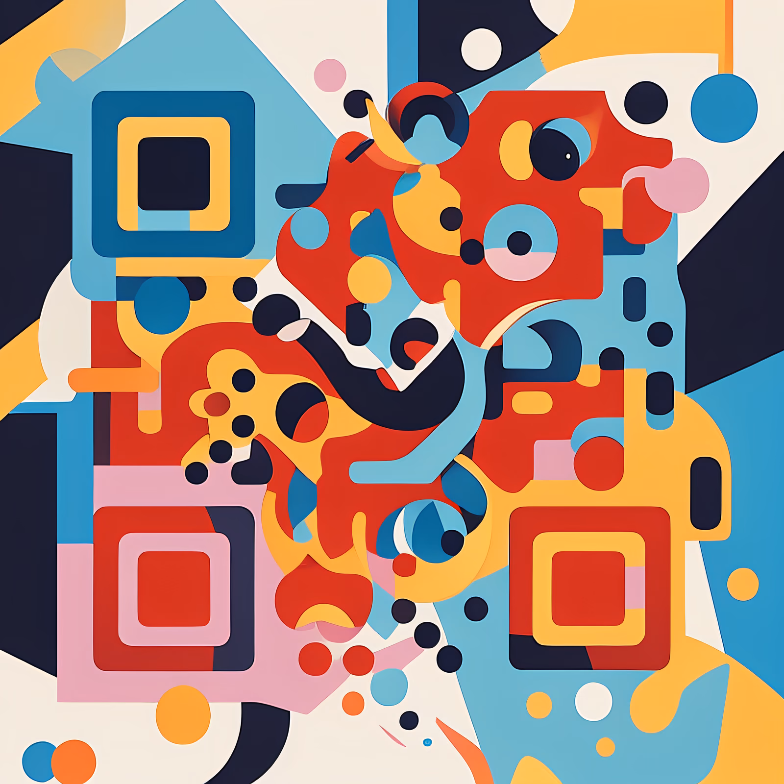 Разноцветные абстрактные фигуры: векторный QR-код — изображение 1