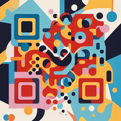 Colorful Abstract Shapes Vector QR Code Art