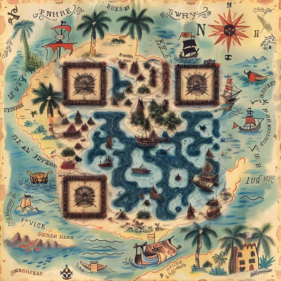 Pirate Treasure Map Vintage QR Code for Posters — image 1