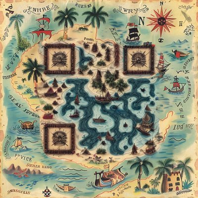 Pirate Treasure Map Vintage QR Code for Posters