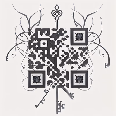 Skeleton Key and Ivy Tattoo QR Code for Temporary Tattoos — image 1