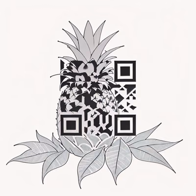 Ананас в стиле татуировки: QR-код для временных тату — изображение 1