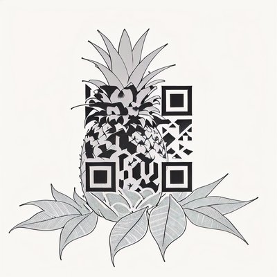 Ананас в стиле татуировки: QR-код для временных тату
