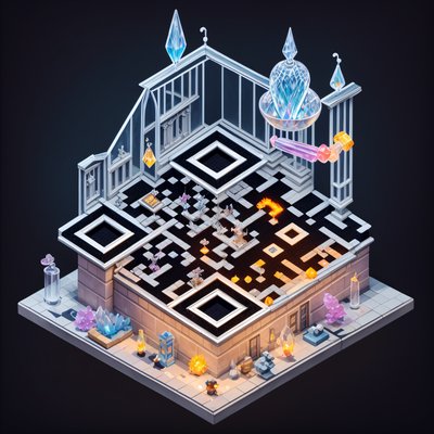 Isometric Glassblower Guildhall Diorama QR Code for Posters