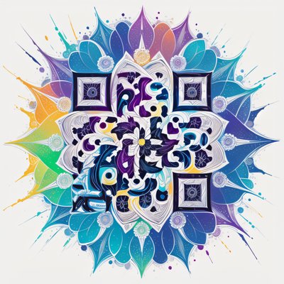 Colorful Petal Mandala QR Code Art