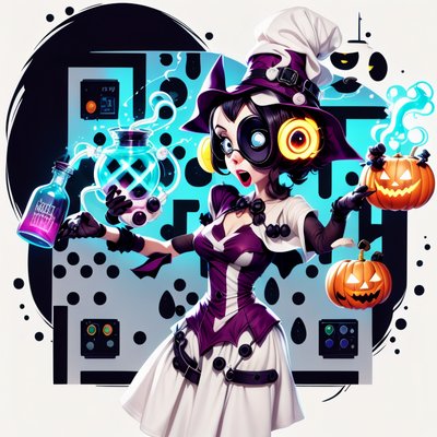 Cartoon Witch Potion Halloween QR Code for Posters