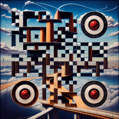 Surreal Ribbon Bridges Skyline QR Code Art — image 1