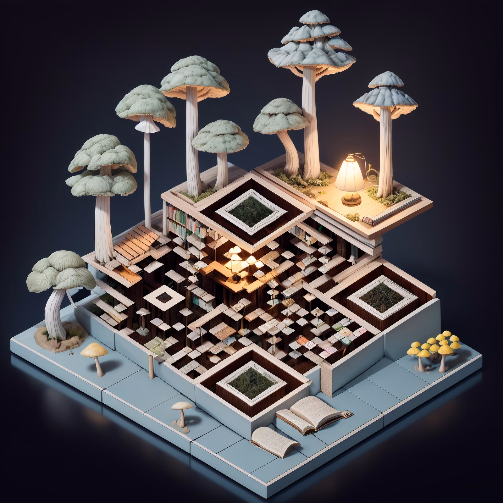 Лесная библиотека, изометрическое диорама: QR-код — изображение 1