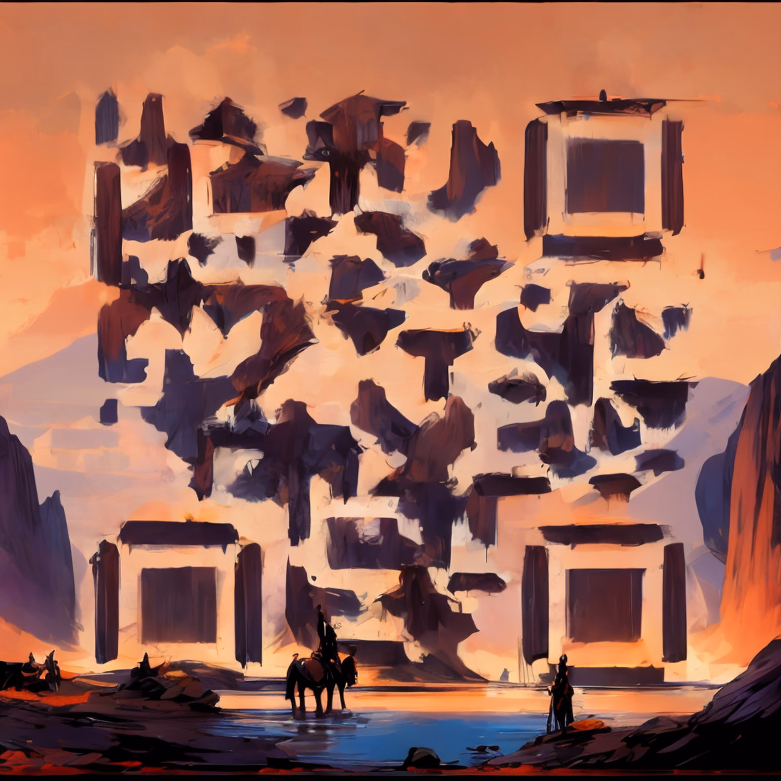 Riverside Rider Sunset Digital Painting QR Code Art — image 1