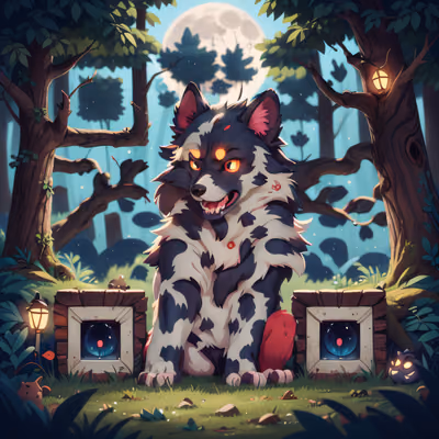 Cute Werewolf Moonlit Forest QR Code for Posters — image 1
