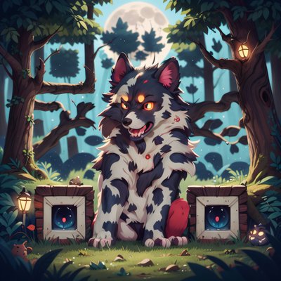 Cute Werewolf Moonlit Forest QR Code for Posters