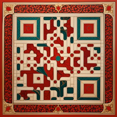 Цветочный узор моголов на плитке: QR-код