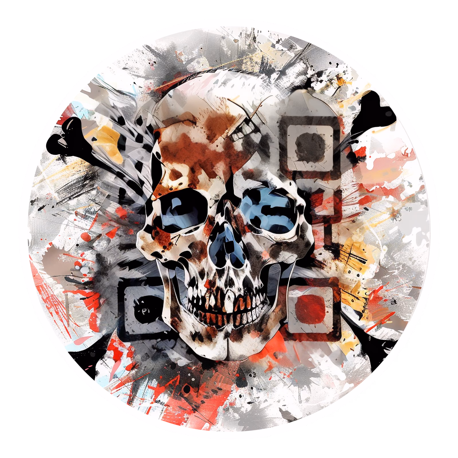 Skull and Crossbones Splatter QR Code for Stickers — image 1