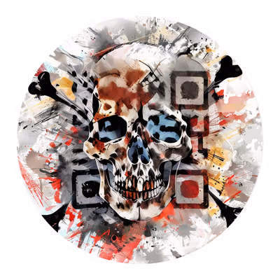 Skull and Crossbones Splatter QR Code for Stickers — image 1