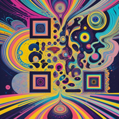 Psychedelic Swirl Abstract QR Code for Posters