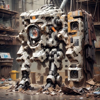 Camera Mecha Game Art QR Code for Posters