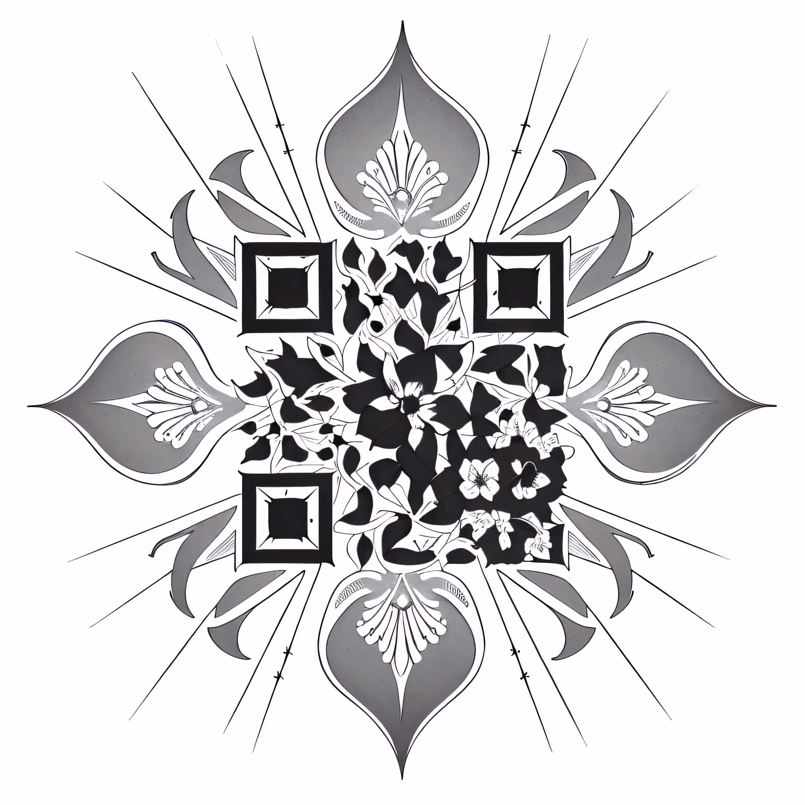 Moonflower Mandala Tattoo QR Code for Temporary Tattoos — image 1