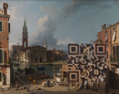 Venice Stonemason Yard Oil Painting QR Code Art