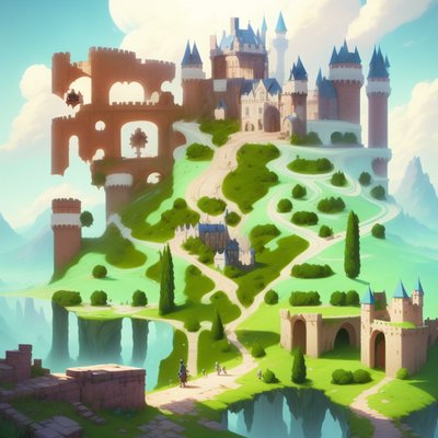 Fantasy Hilltop Castle Matte Painting QR Code for Posters