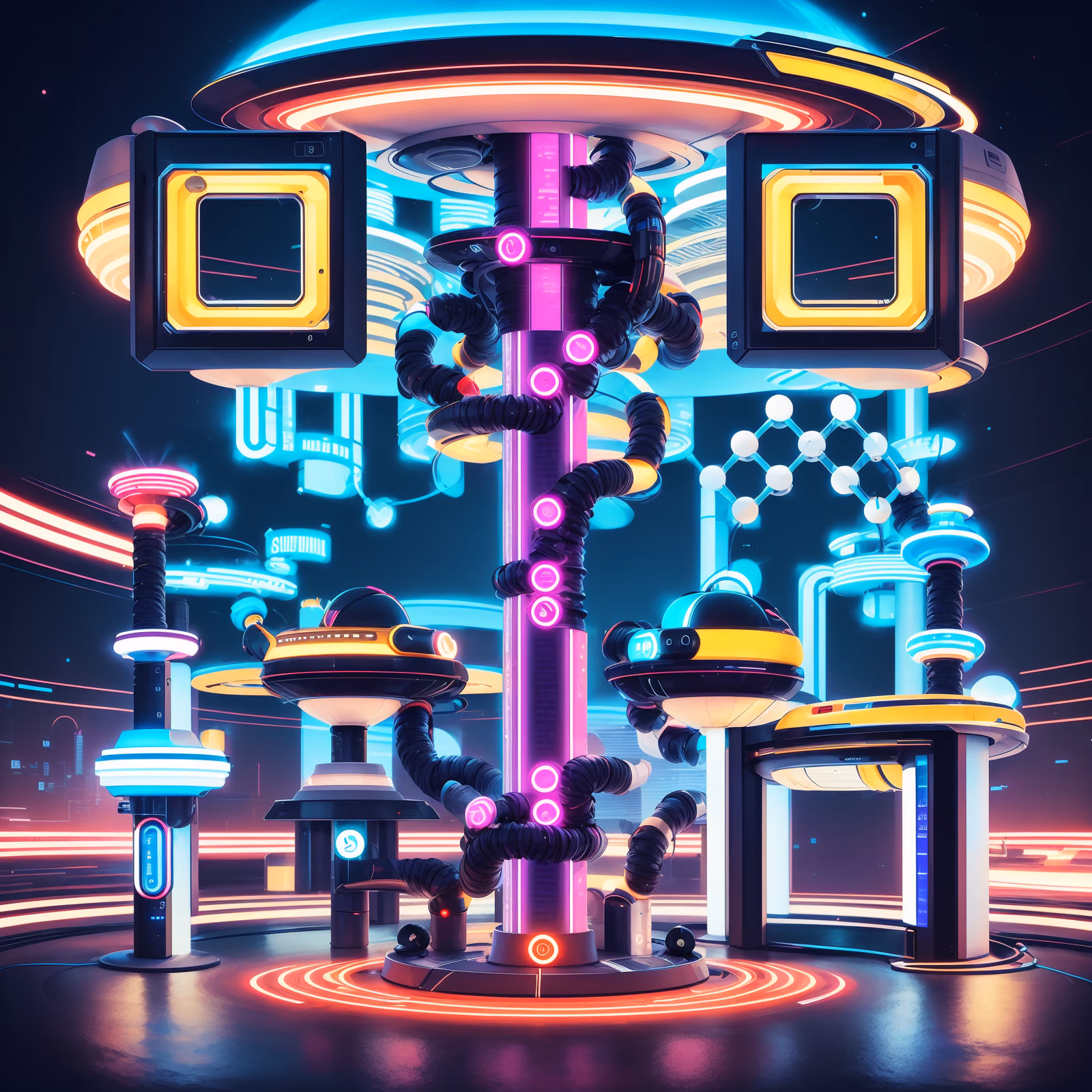 Ретрофутуристический неоновый тотем данных, QR-код — изображение 1