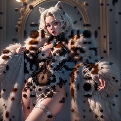 Dalmatian Fur Fashion Woman 3D Interior QR Code for Posters