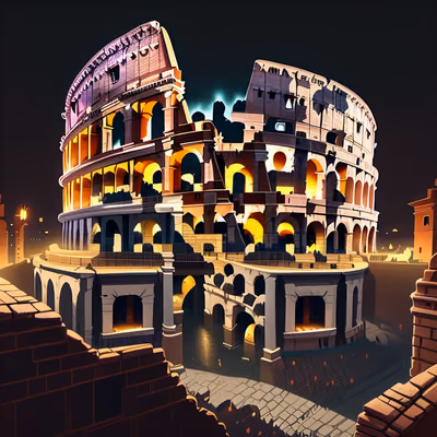 Colosseum at Night Game Art QR Code for Posters — image 1