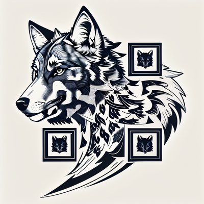 Wolf Head Black Tattoo QR Code for Temporary Tattoos