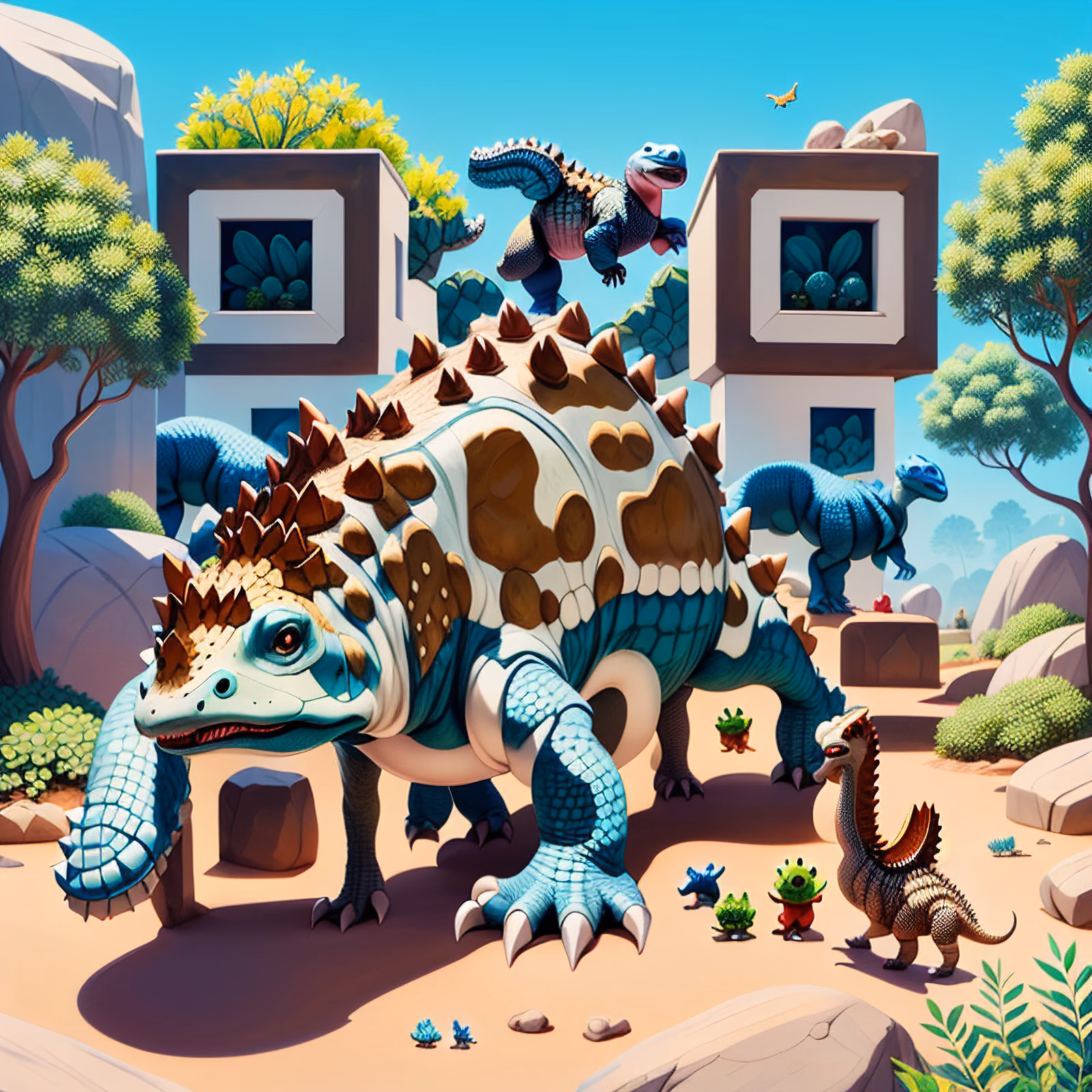 Ankylosaurus Cartoon Gouache QR Code for Posters — image 1