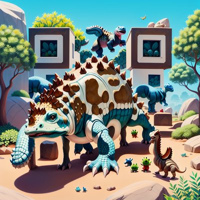 Ankylosaurus Cartoon Gouache QR Code for Posters