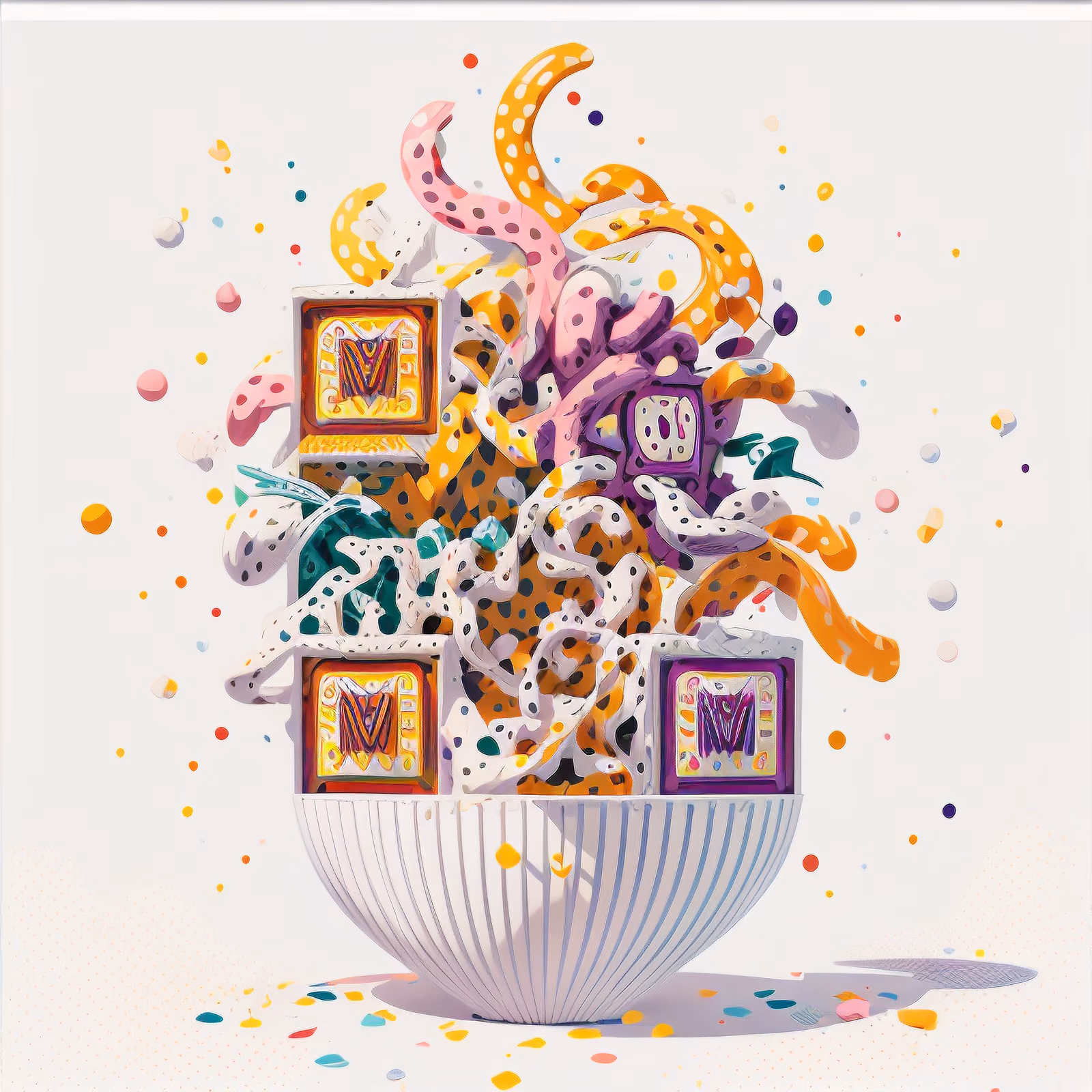 Стебли в горошек в миске, 3D QR-код для постеров — изображение 1