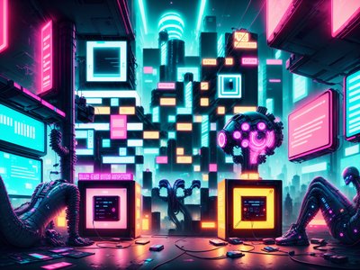 Neon Alien Cyberpunk Cityscape QR Code for Posters