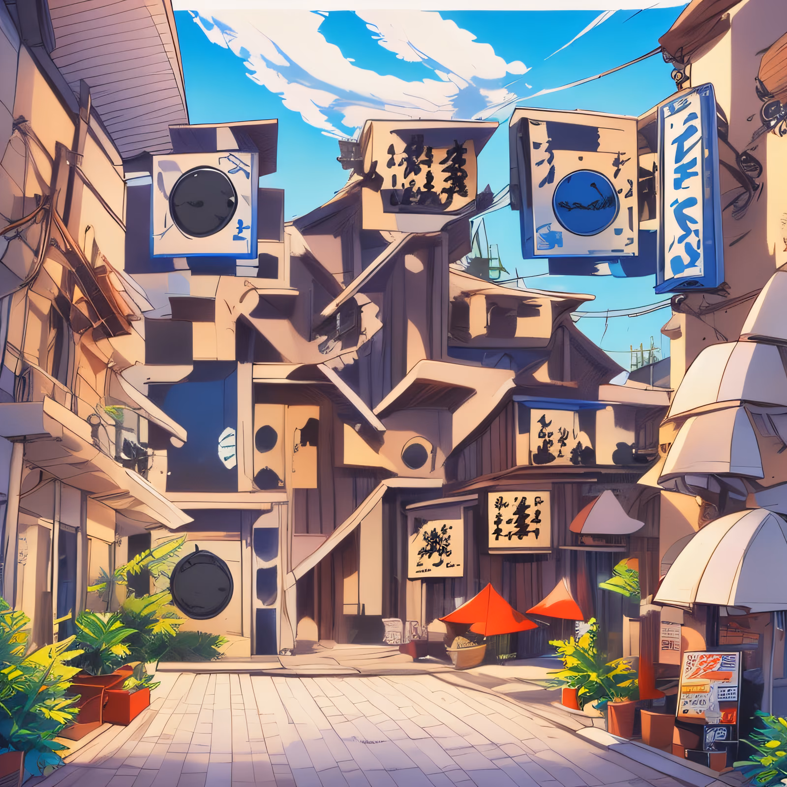 Japanese Alley Comic Style QR Code for Posters — image 1