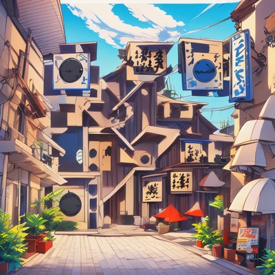 Japanese Alley Comic Style QR Code for Posters