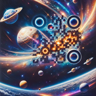 Cosmic Planets Galaxy Painting QR Code Art