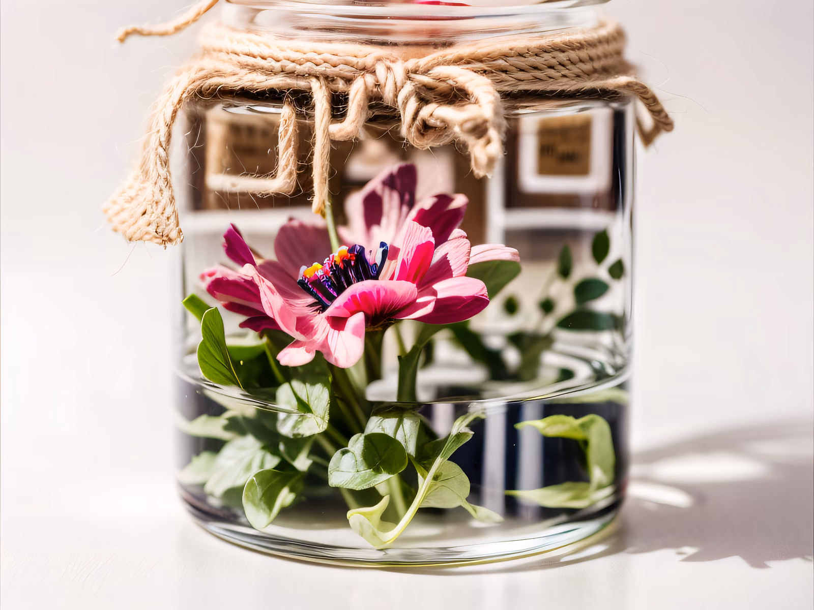 Pink Anemone Glass Jar Photo QR Code Art — image 1