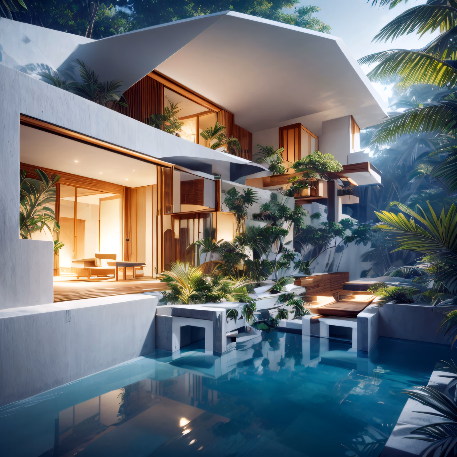 Tropical Modern House 3D Render QR Code for Brochures — image 1