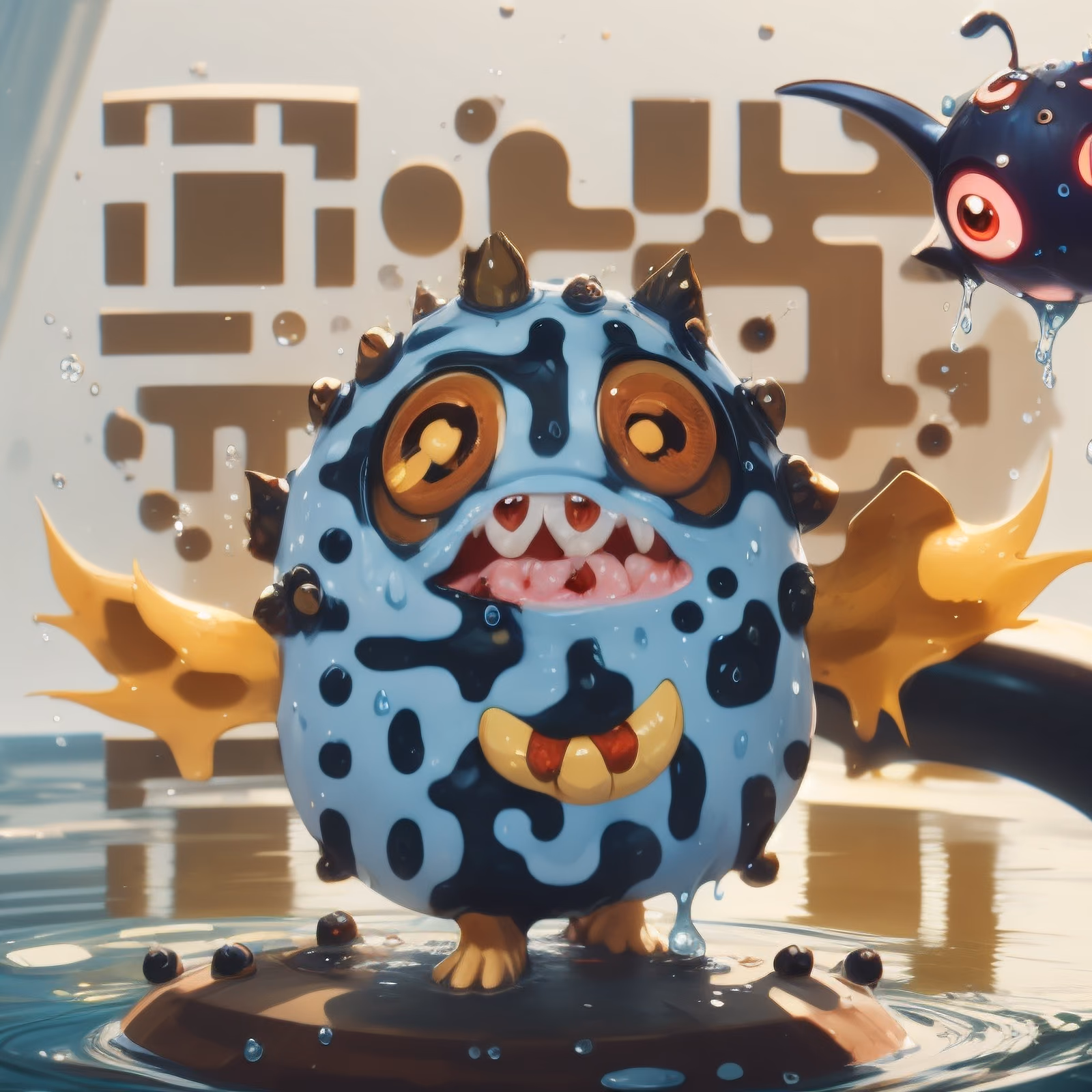 Round Spotted Monster 3D Cartoon QR Code for Stickers — image 1