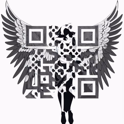 天使翅膀剪影纹身二维码艺术,适用于服饰 — 图片 1