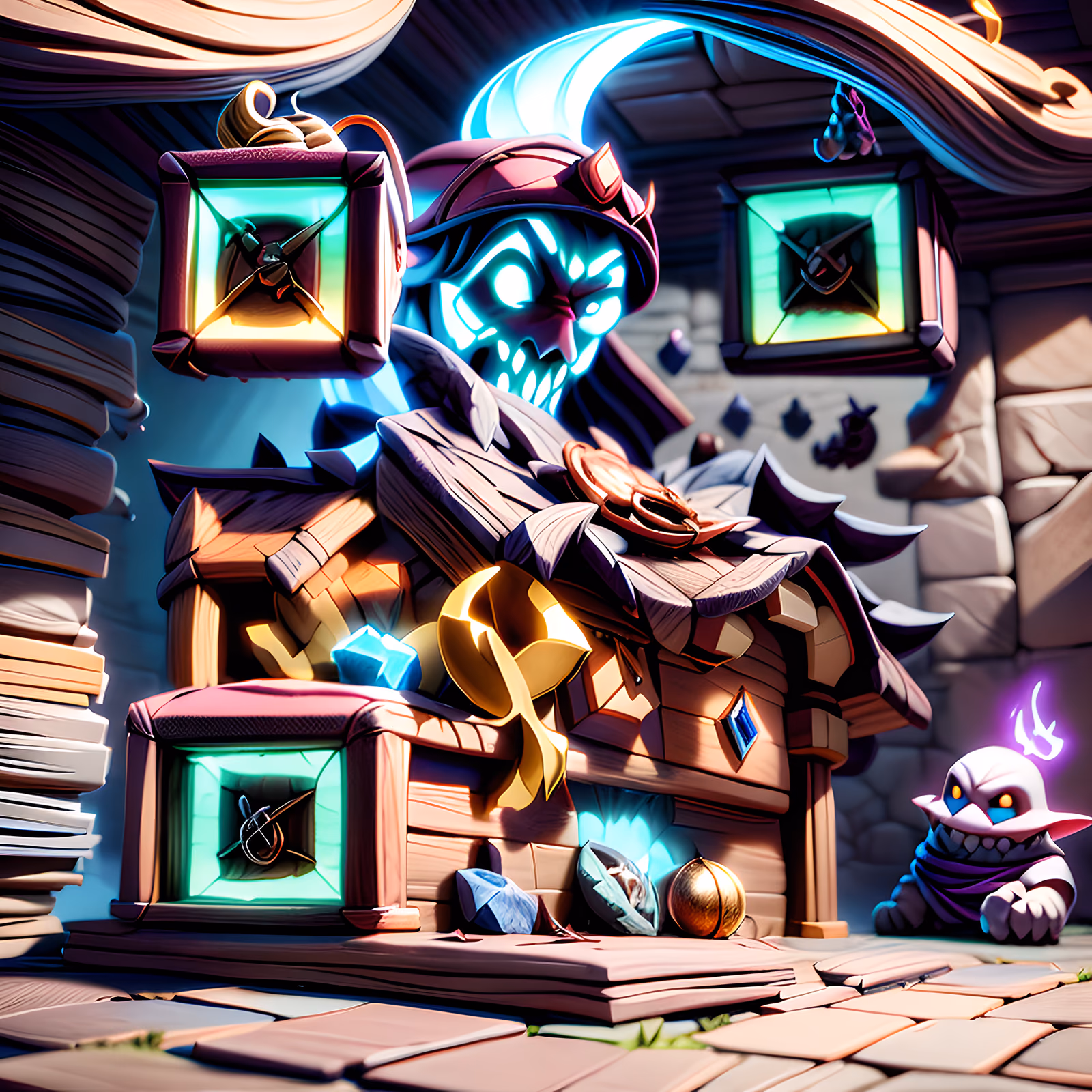 Dungeon Treasure Chest Ghost 3D QR Code — image 1