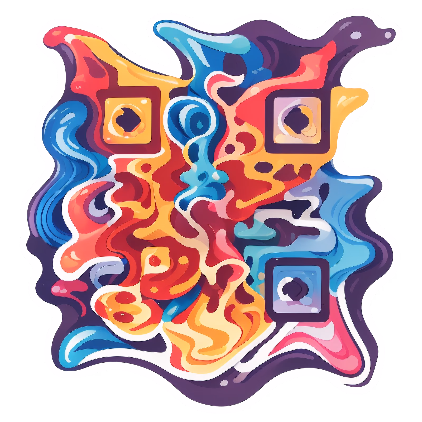 Абстрактные текучие волны: векторный QR-код для стикеров — изображение 1