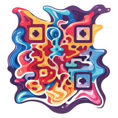 Абстрактные текучие волны: векторный QR-код для стикеров