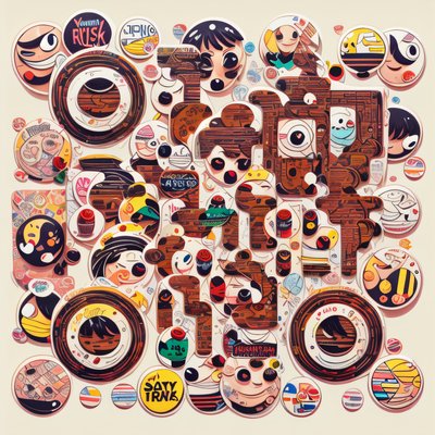Cartoon Sticker Bomb Collage QR Code for Stickers